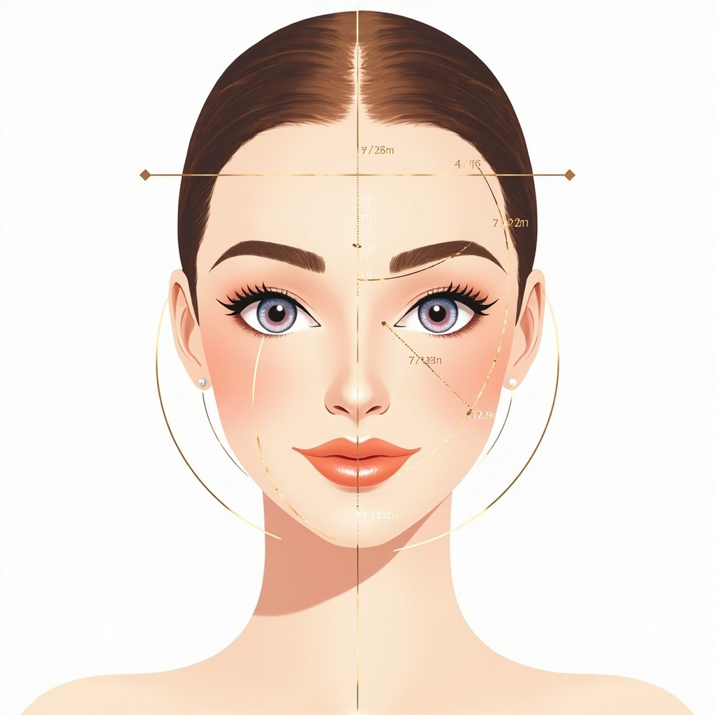 Face shape analysis illustration with measurement lines